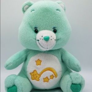 Nanco Care Bears Plush Wish Bear Shooting Star 10" 2003 Teal Green Stuffed Toy